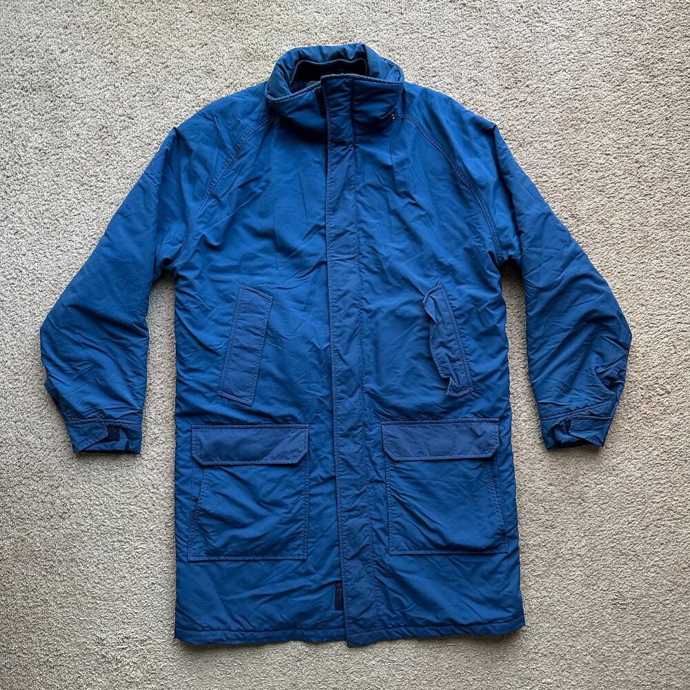 Lands End Jacket Mens Medium Vtg USA Full Zip Wool Lined Nylon Blue Pockets